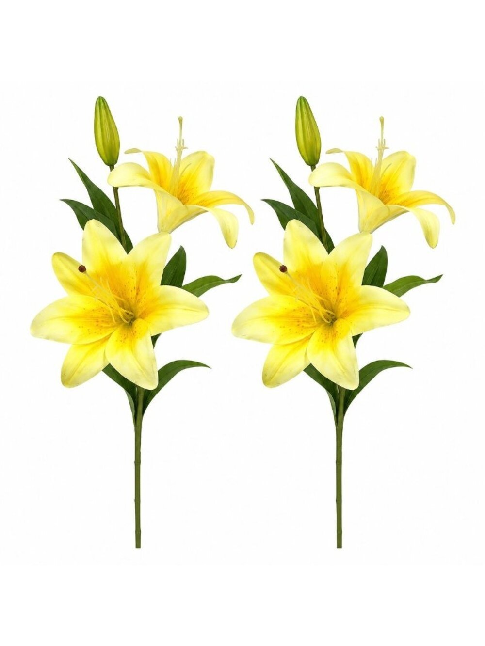 Yellow Lily Stems Set of 2 Real Touch Artificial Faux Floral